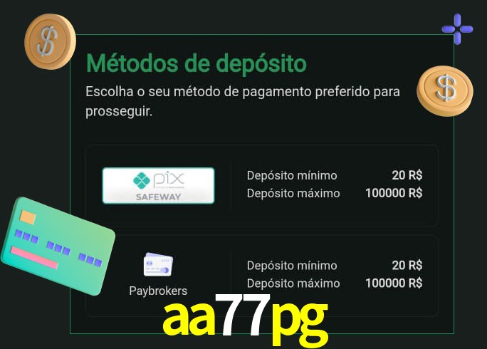 O cassino aa77pg oferece uma grande variedade de métodos de pagamento